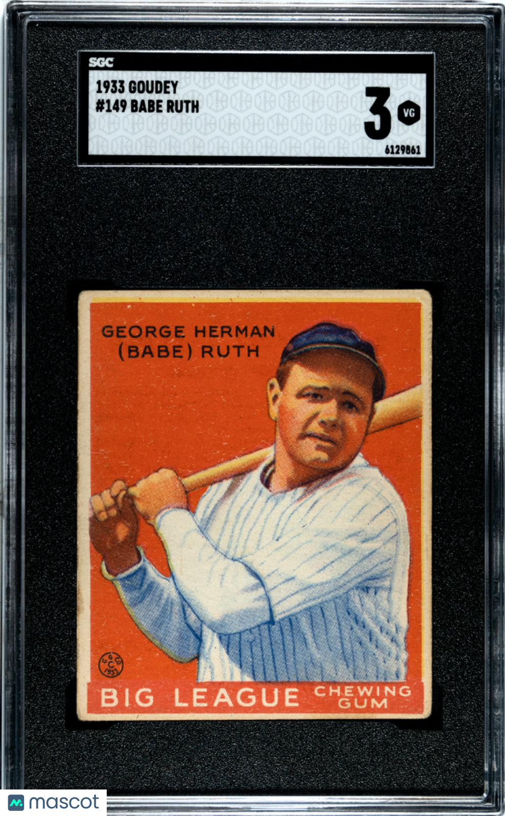 1933 Goudey Babe Ruth #149 SGC 3
