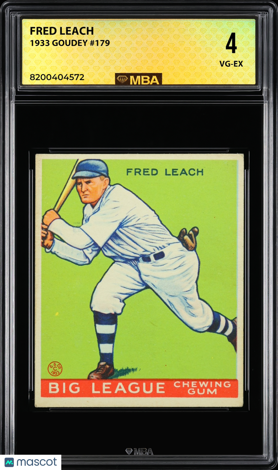 1933 Goudey Fred Leach #179 MBA 4