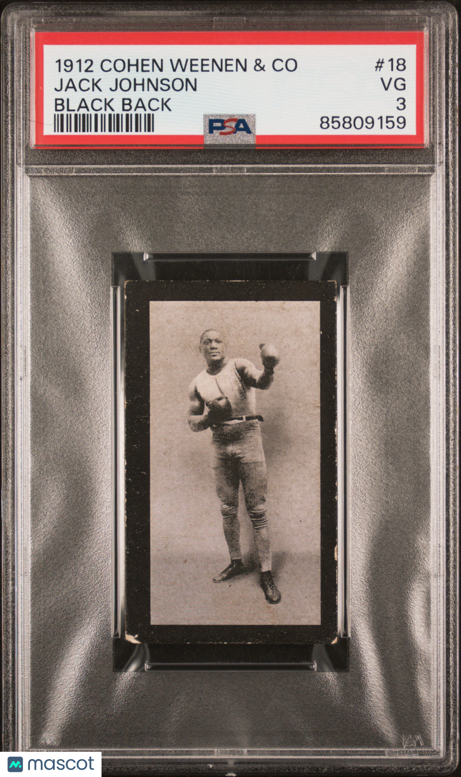 1912 Cohen Weenen & Co Jack Johnson #18 Black Back PSA 3