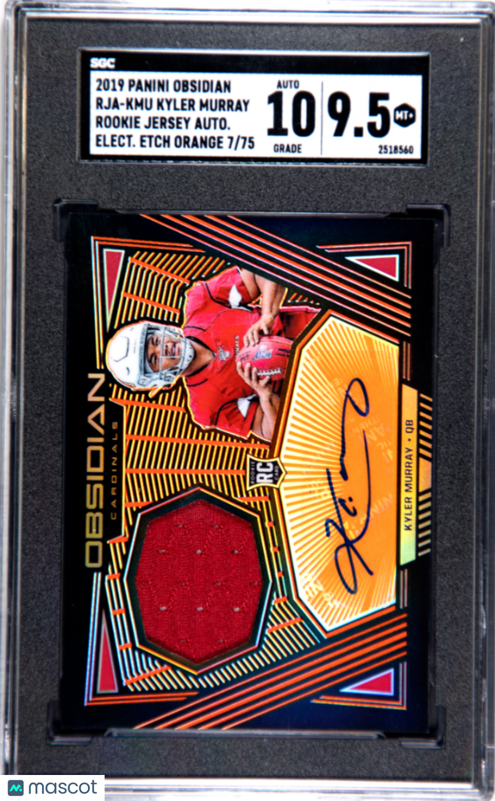 2019 Panini Obsidian Kyler Murray Rookie Electric Etch Orange SGC 9.5 Auto 10