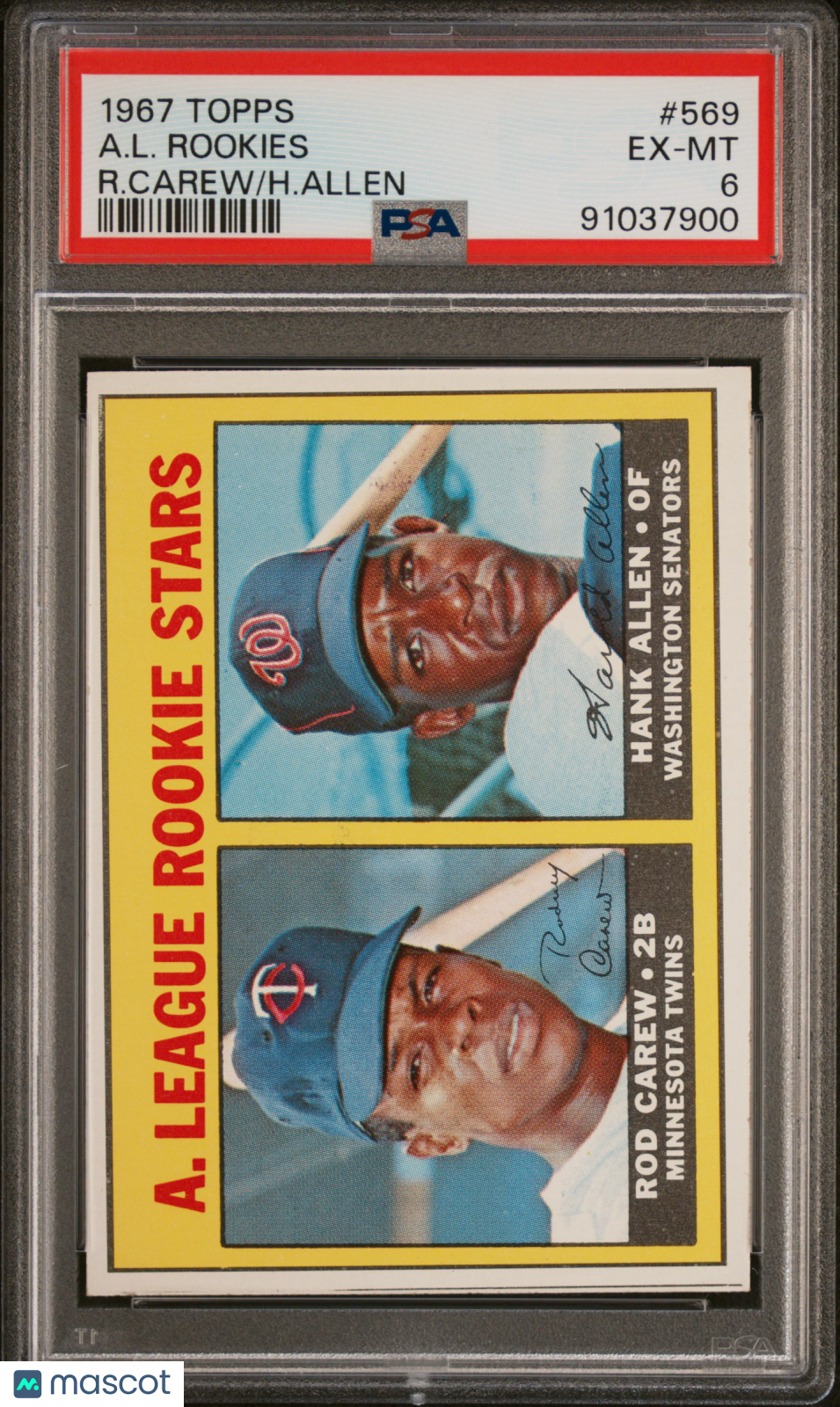 1967 Topps A. L. Rookies #569 R. Carew H. Allen PSA 6