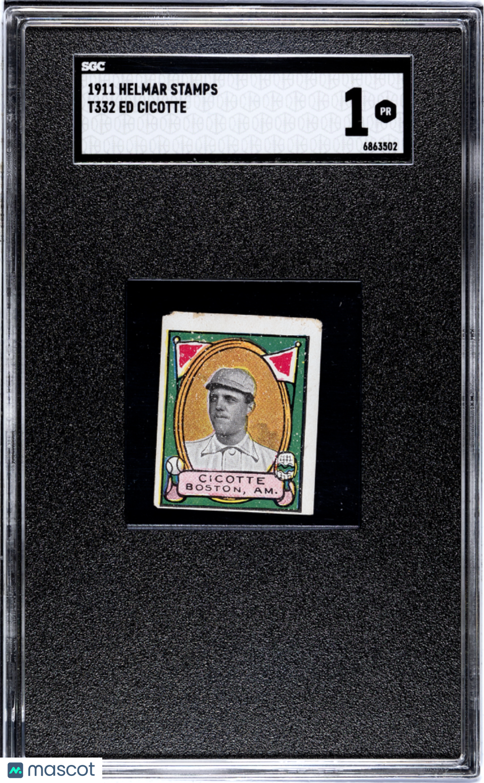 1911 Helmar Stamps (T332) Ed Cicotte SGC 1