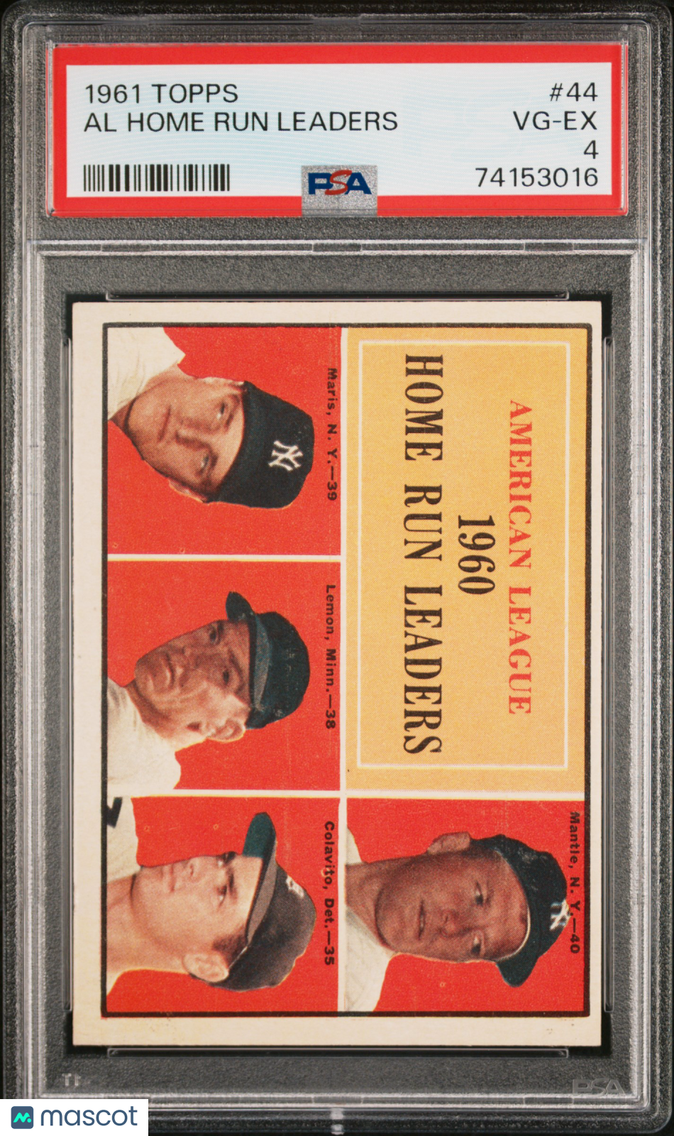 1961 Topps Al Home Run Leaders #44 PSA 4