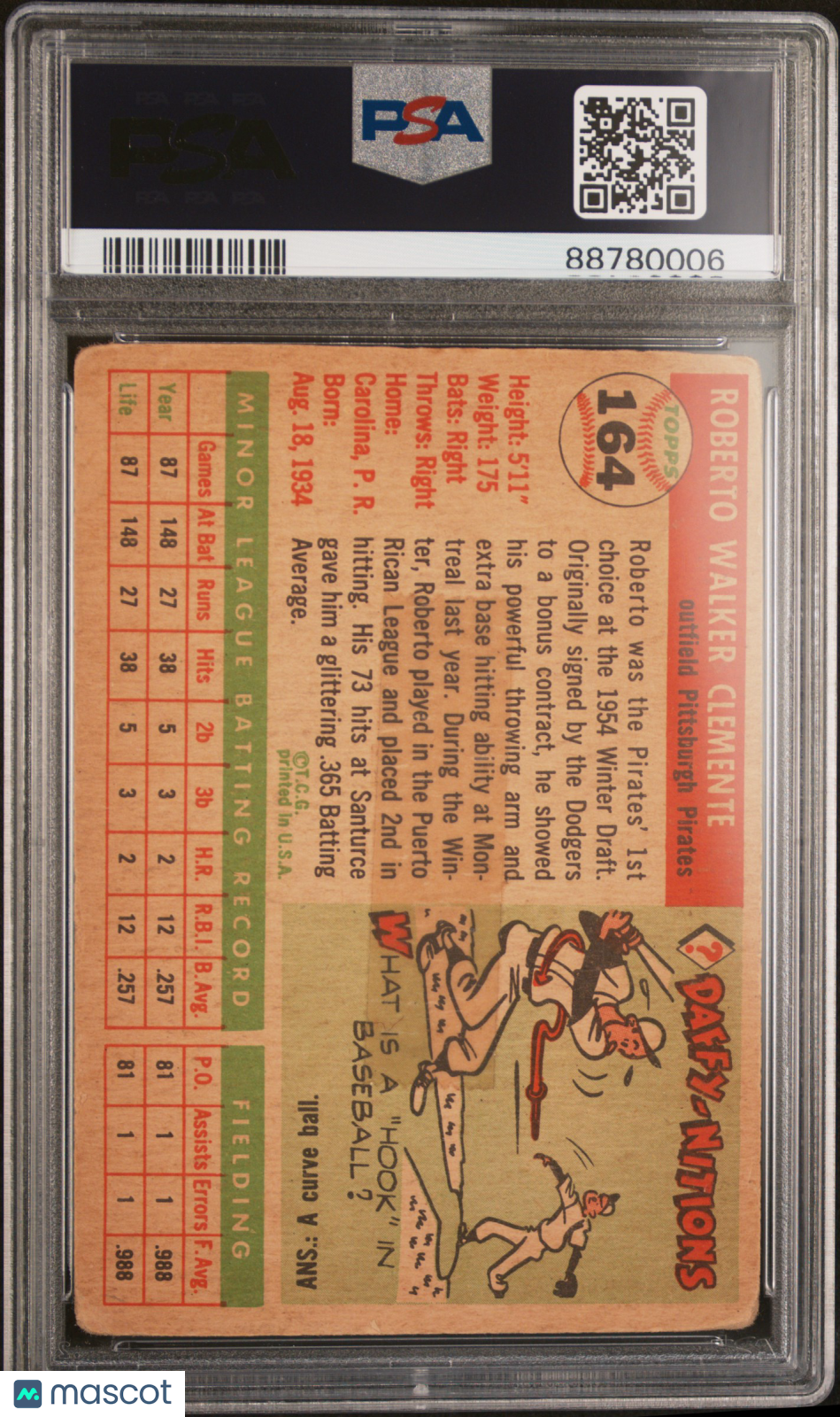 1955 Topps Roberto Clemente #164 PSA 1.5