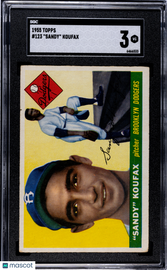 1955 Topps Sandy Koufax #123 SGC 3