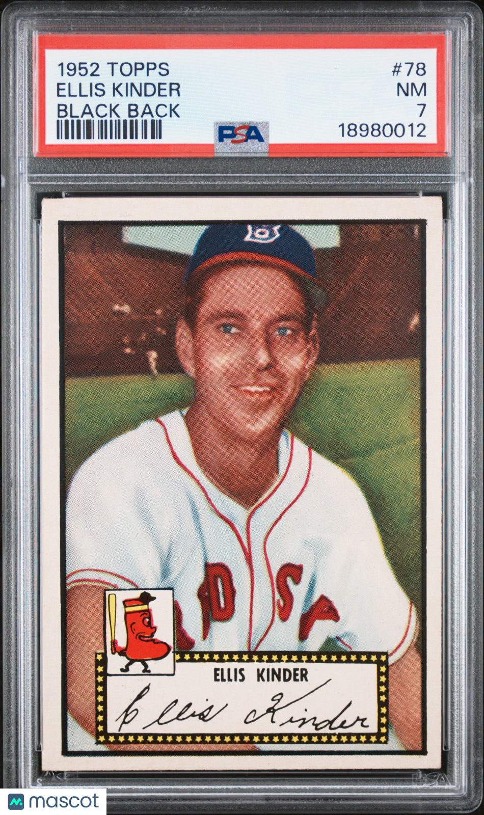 1952 Topps Ellis Kinder #78 Black Back PSA 7