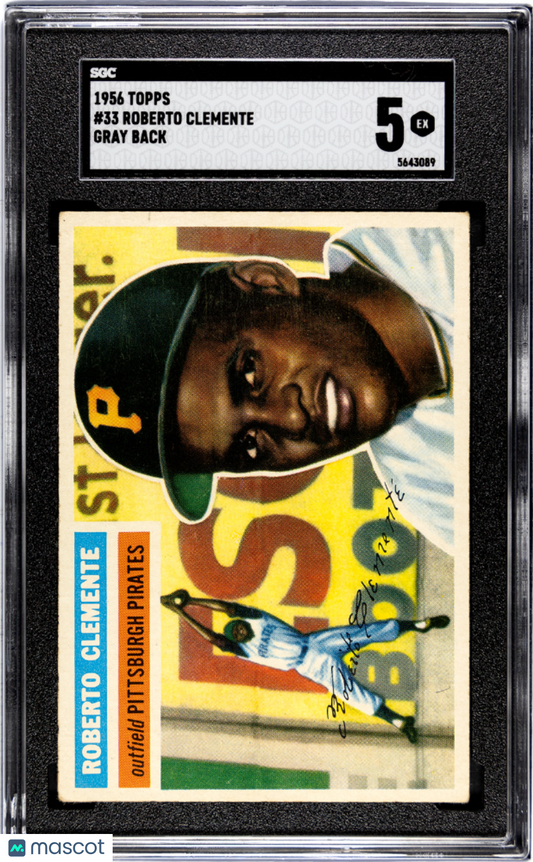 1956 Topps Roberto Clemente #33 Gray Back SGC 5