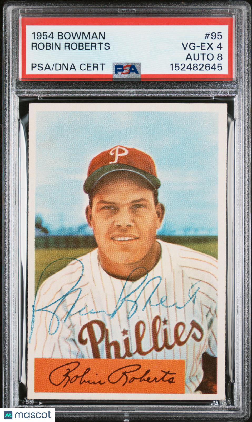 1954 Bowman Robin Roberts #95 PSA 4 Auto 8
