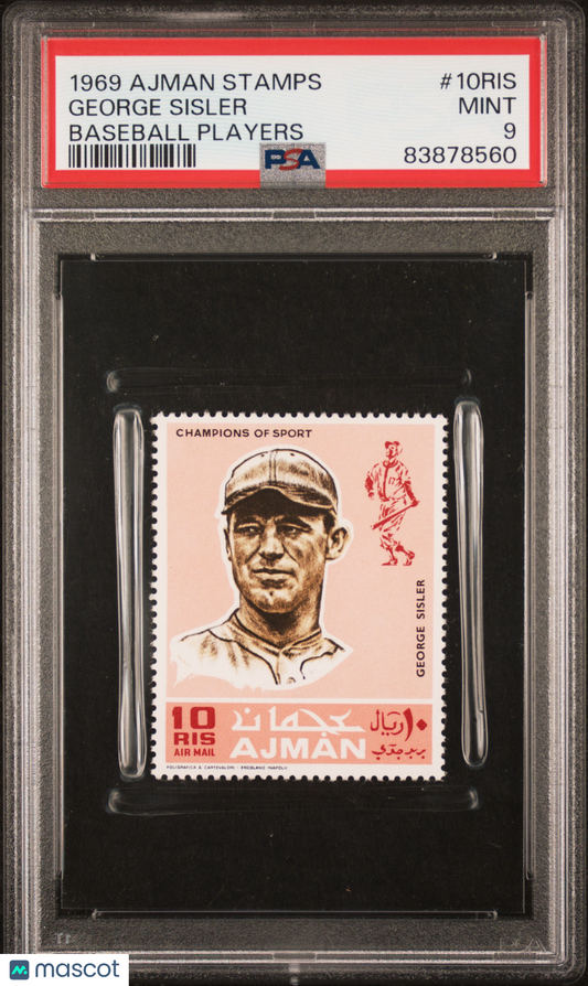 1969 Ajman Stamps George Sisler #10RIS Baseball Players PSA 9