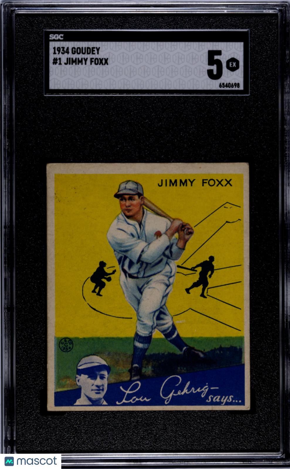 1934 Goudey Jimmy Foxx #1 SGC 5