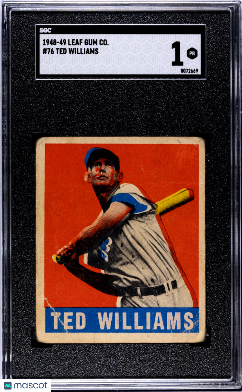 1948 Leaf Gum Co. Ted Williams #76 SGC 1