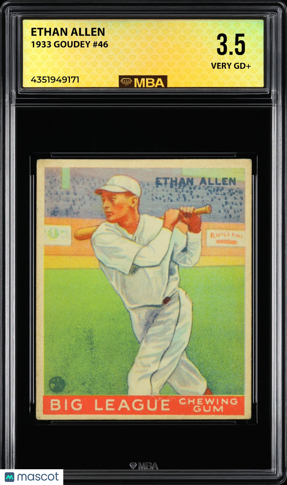 1933 Goudey Ethan Allen #46 MBA 3.5