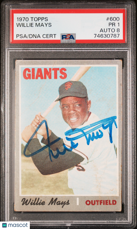 1970 Topps Willie Mays #600 PSA 1 Auto 8