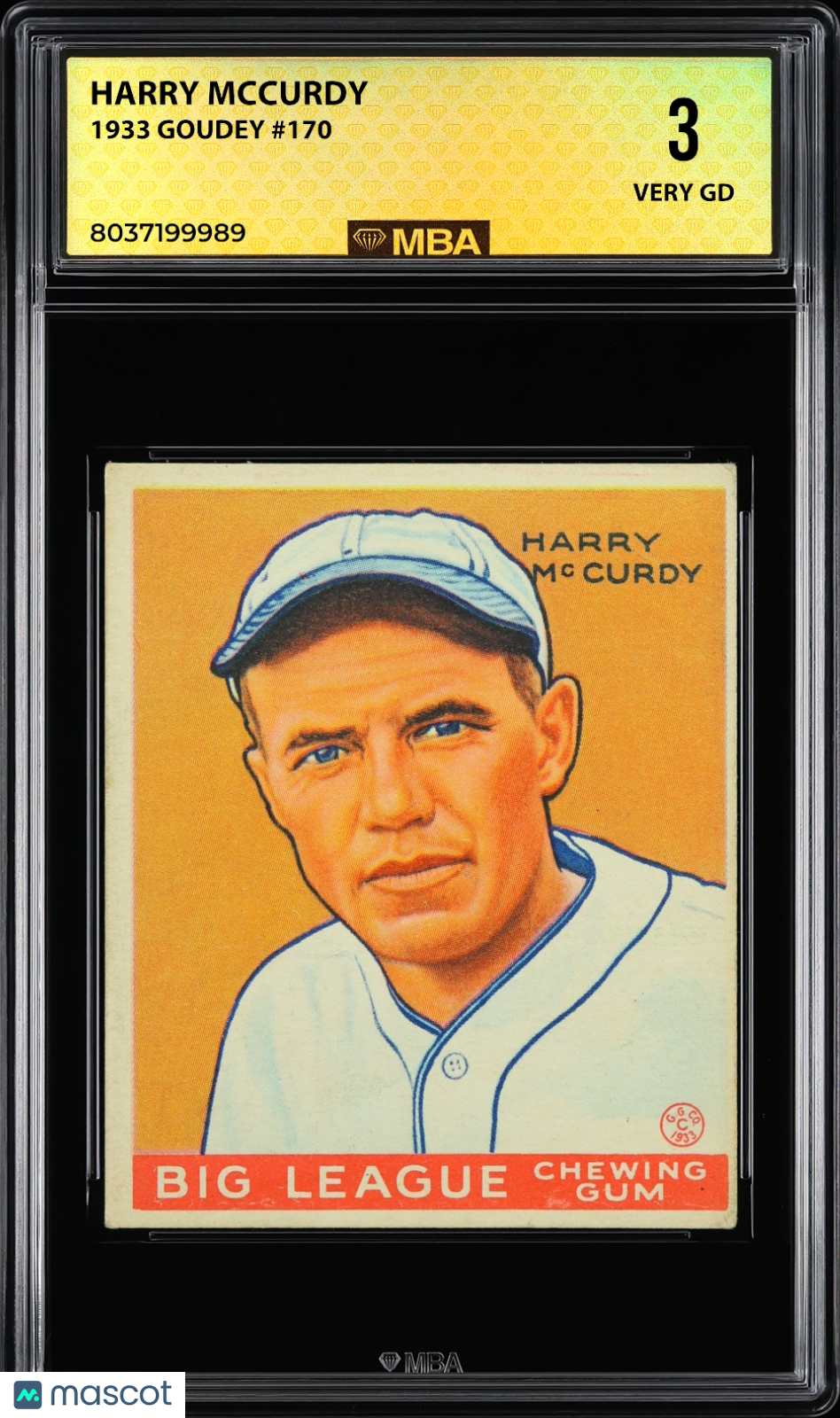 1933 Goudey Harry McCurdy #170 MBA 3