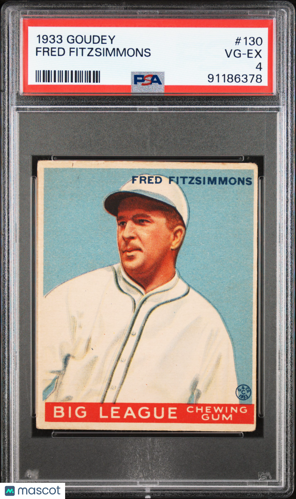 1933 Goudey Fred Fitzsimmons #130 PSA 4