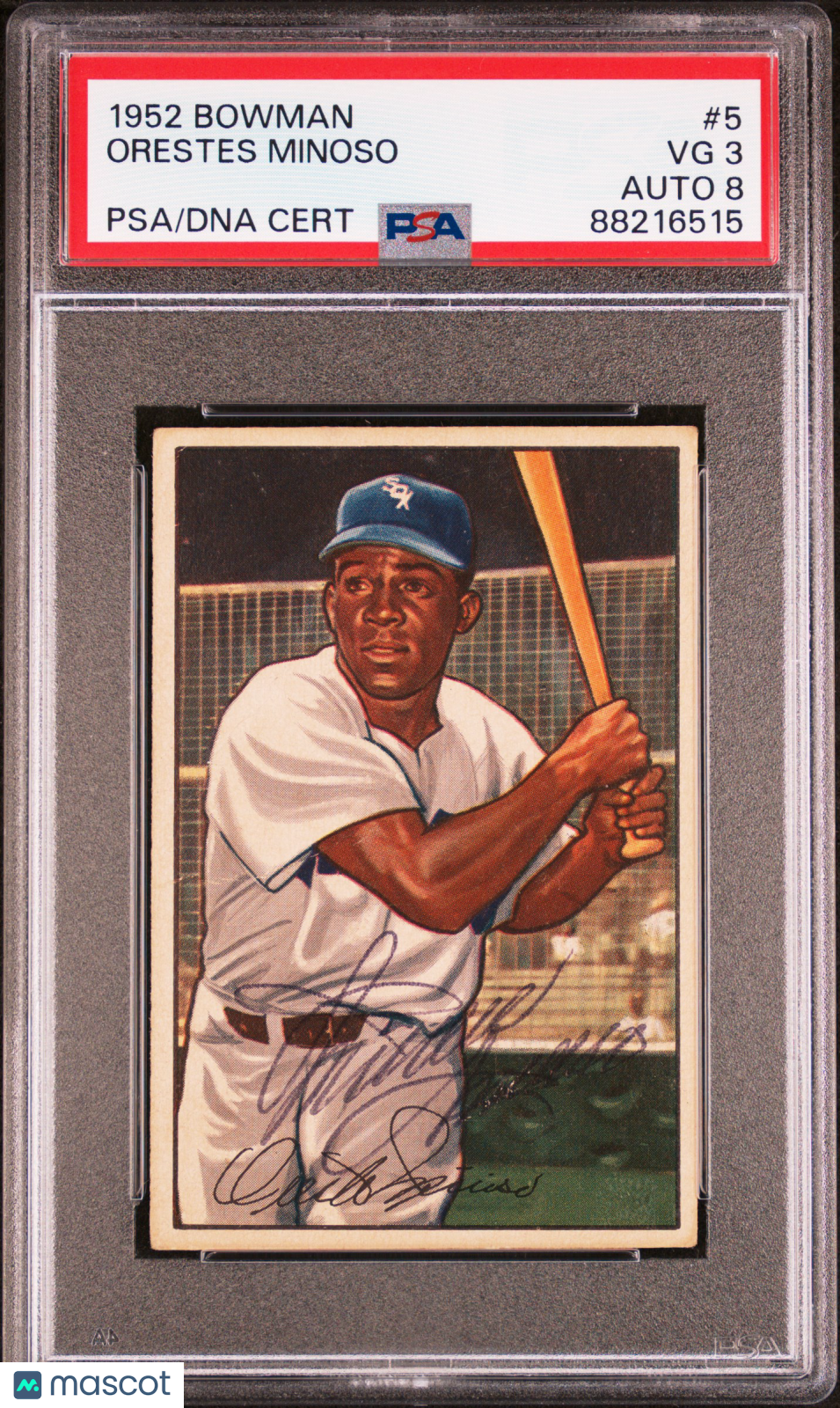 1952 Bowman Orestes Minoso #5 PSA 3 Auto 8