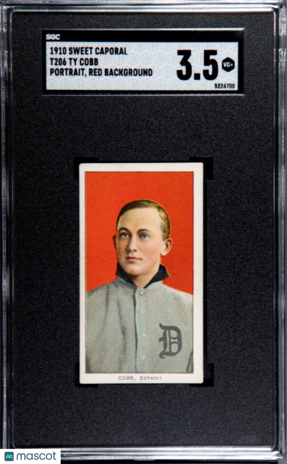 1910 Sweet Caporal (T206) Ty Cobb Portrait, Red Background SGC 3.5
