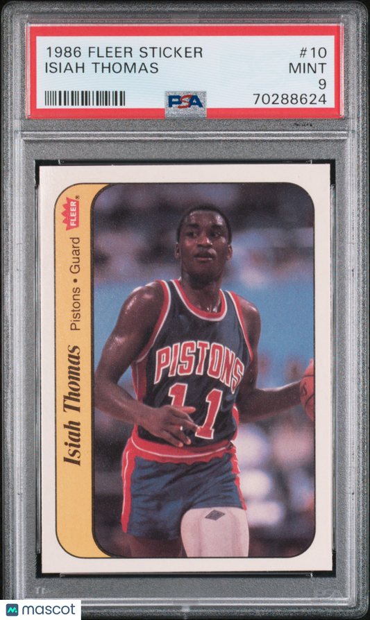 1986 Fleer Sticker Isiah Thomas #10 PSA 9