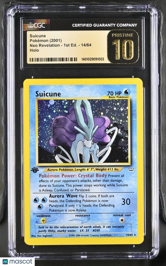 2001 Pokemon Neo Revelation Suicune Holo 1st Edition CGC 10 #14/64