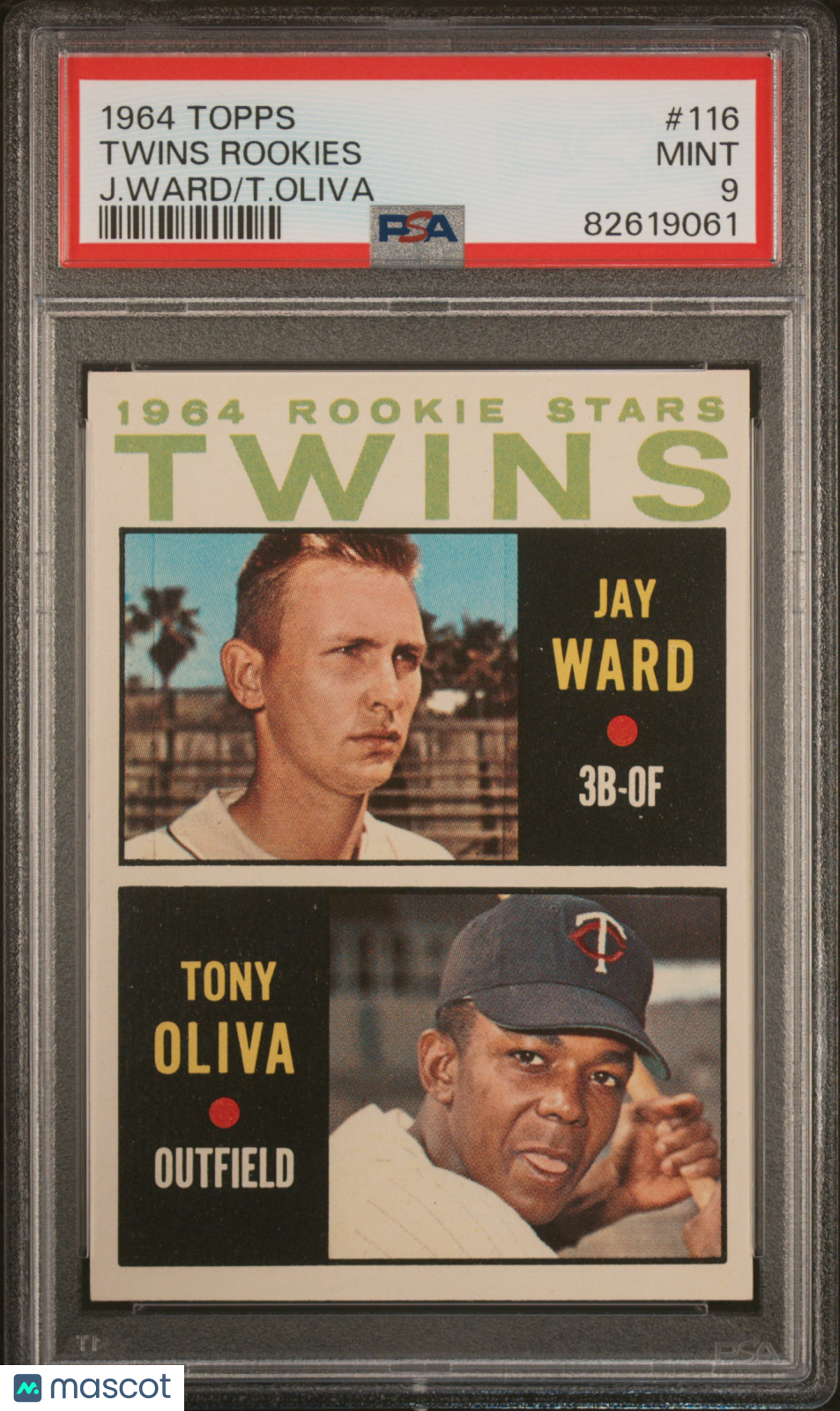1964 Topps Twins Rookies #116 J. Ward T. Oliva PSA 9