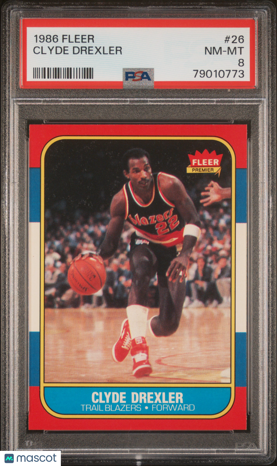 1986 Fleer Clyde Drexler #26 PSA 8