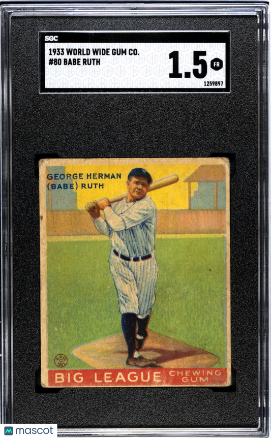 1933 World Wide Gum Co. Babe Ruth #80 SGC 1.5