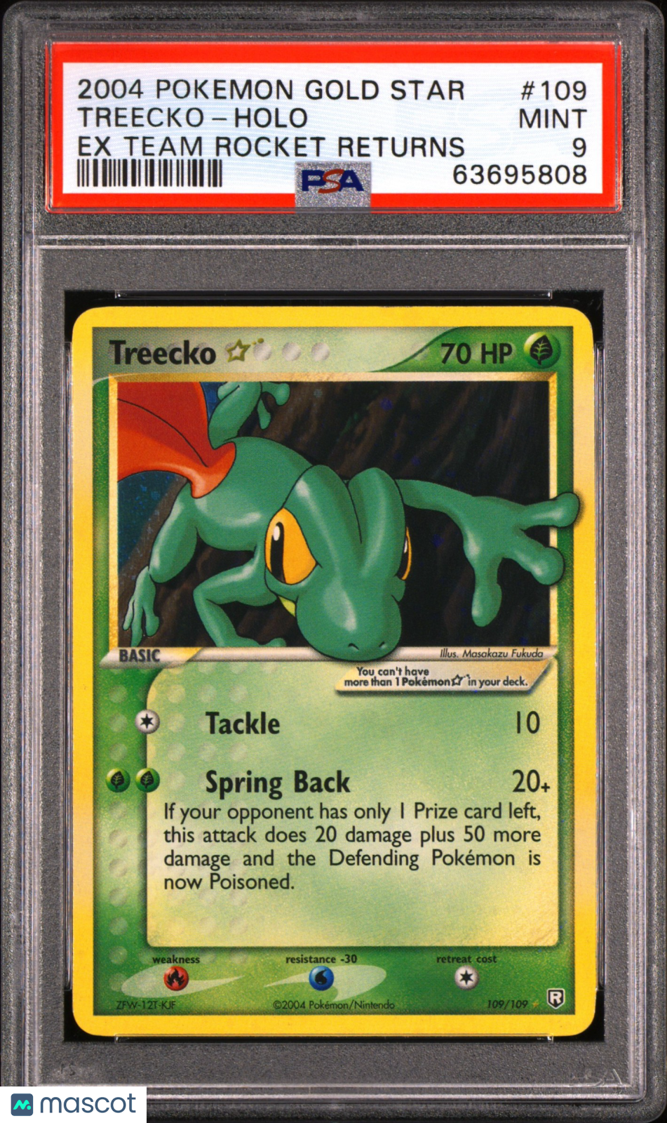 2004 Pokemon EX Team Rocket Returns Treecko Holo EX PSA 9 #109