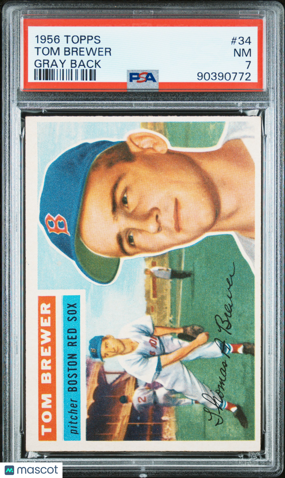 1956 Topps Tom Brewer #34 Gray Back PSA 7
