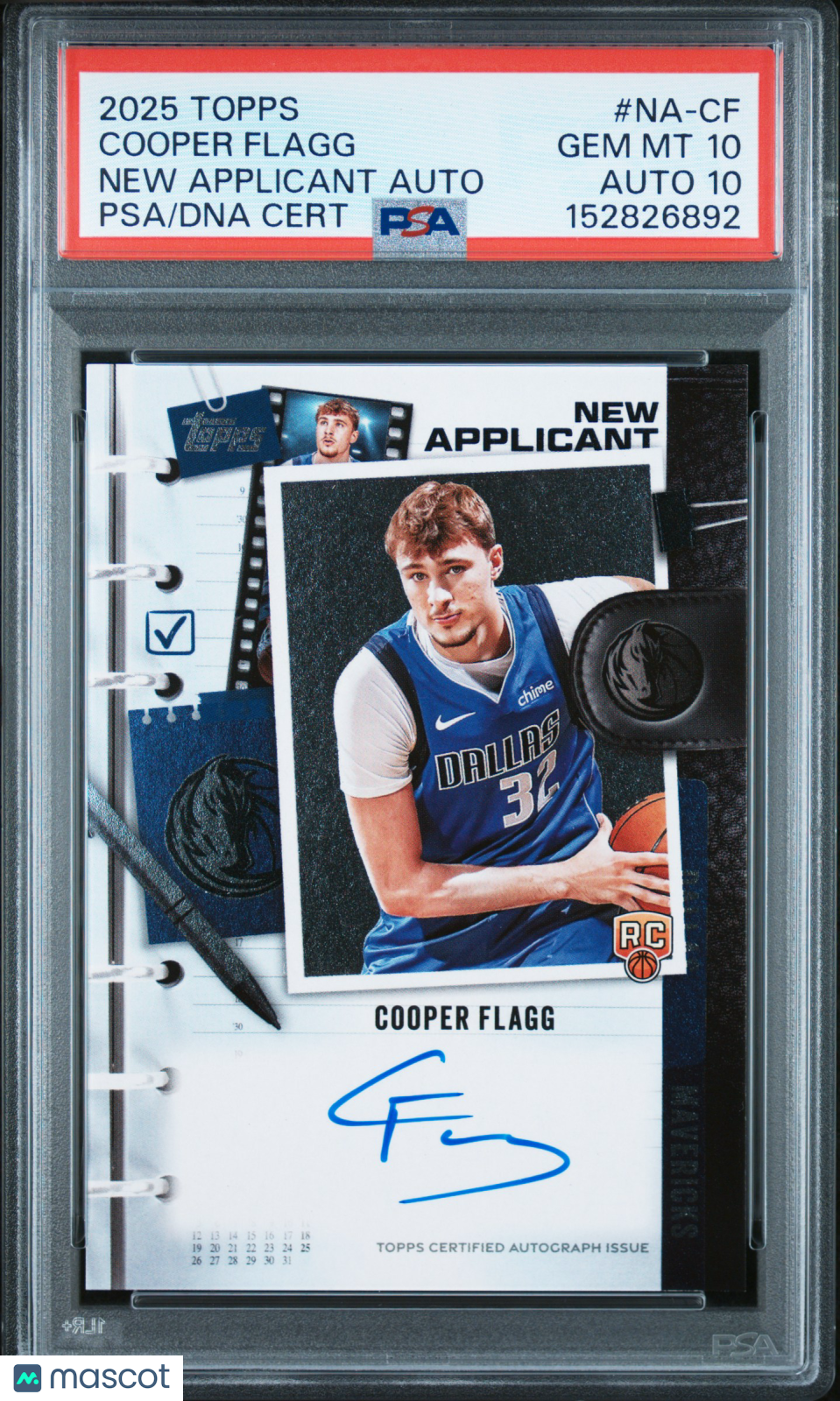 2025 Topps New Applicant Autographs Cooper Flagg #NA-CF PSA 10 Auto 10