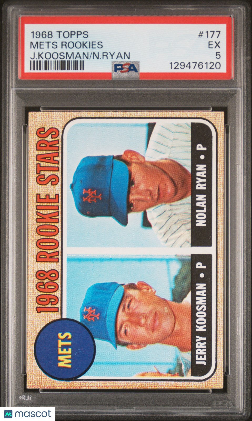 1968 Topps Mets Rookies #177 J. Koosman N. Ryan PSA 5