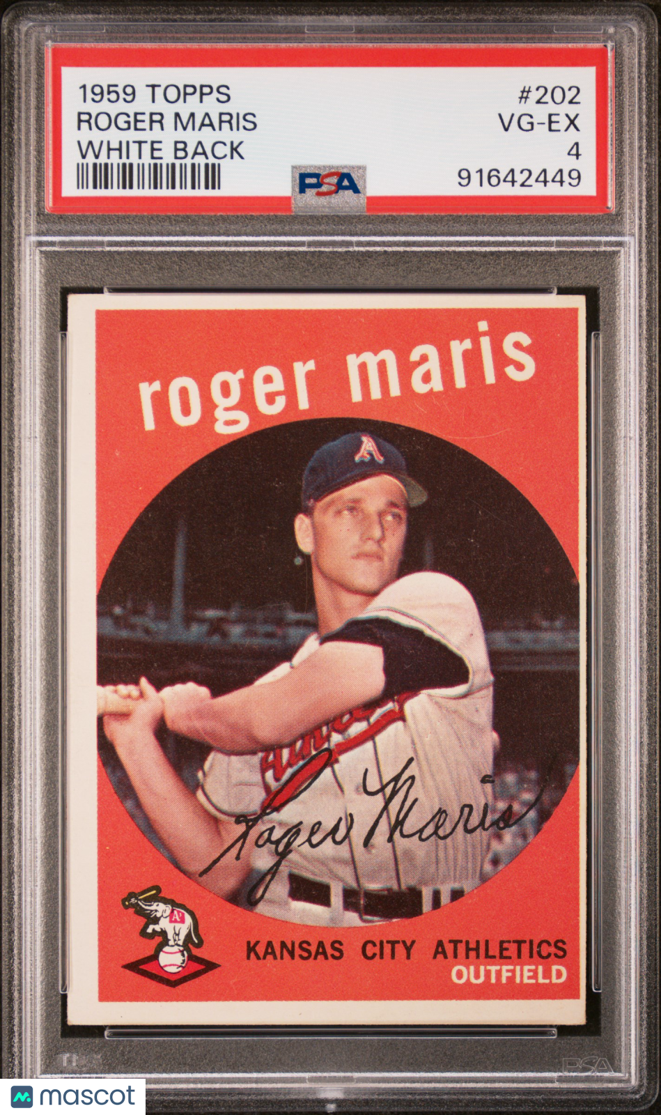 1959 Topps Roger Maris #202 White Back PSA 4