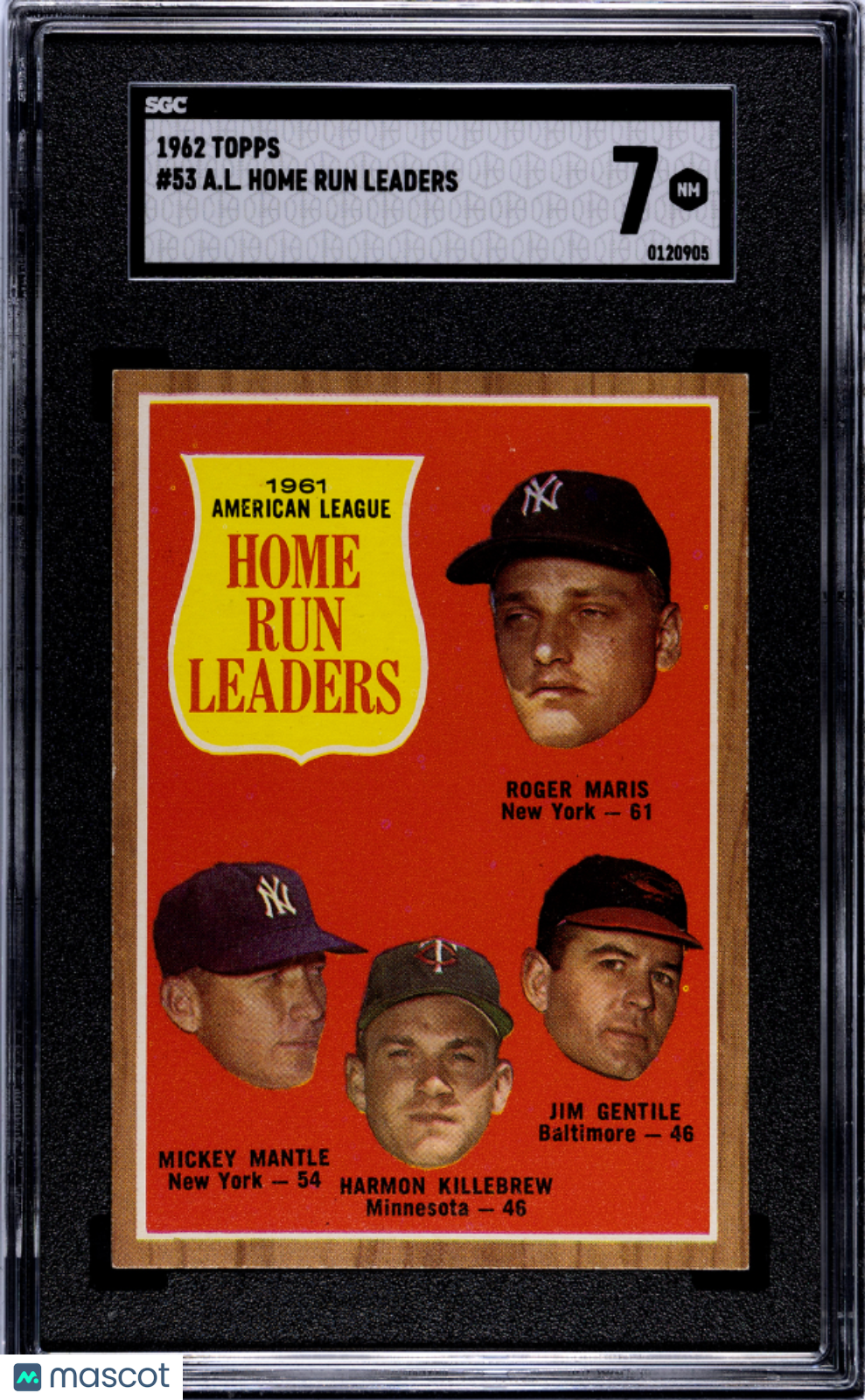 1962 Topps A. L. Home Run Leaders #53 SGC 7