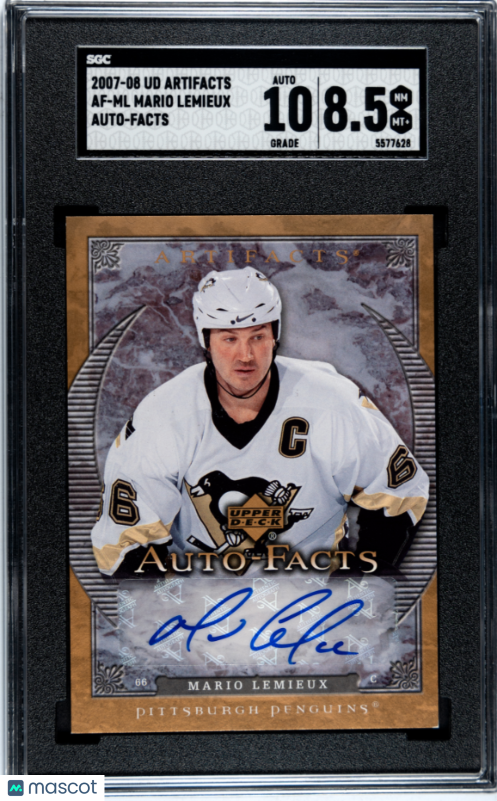 2007 Upper Deck Artifacts Mario Lemieux #AF-ML Auto SGC 8.5 Auto 10