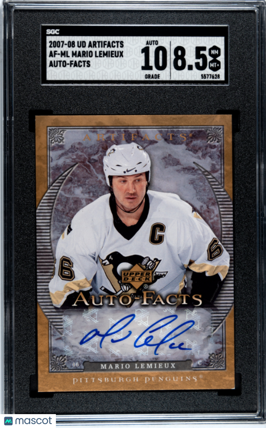 2007 Upper Deck Artifacts Mario Lemieux #AF-ML Auto SGC 8.5 Auto 10
