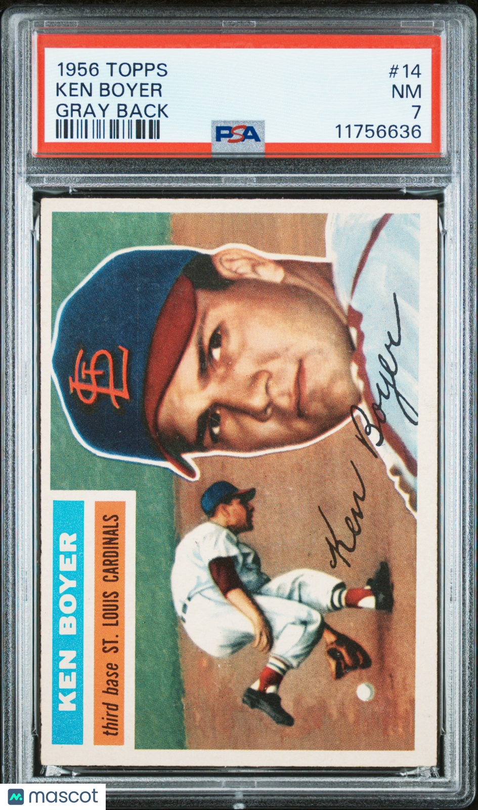 1956 Topps Ken Boyer #14 Gray Back PSA 7