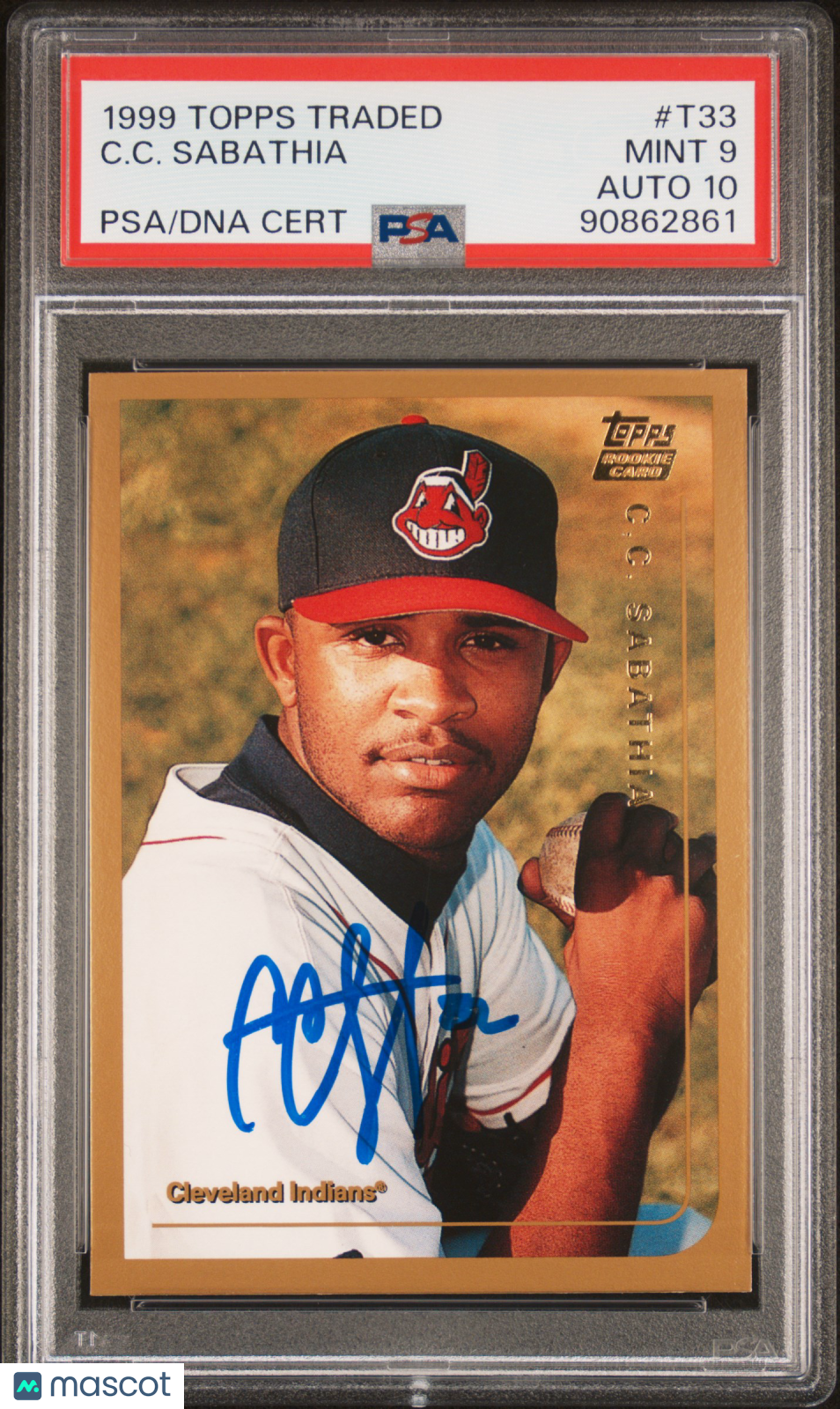 1999 Topps Traded C. C. Sabathia #T33 PSA 9 Auto 10