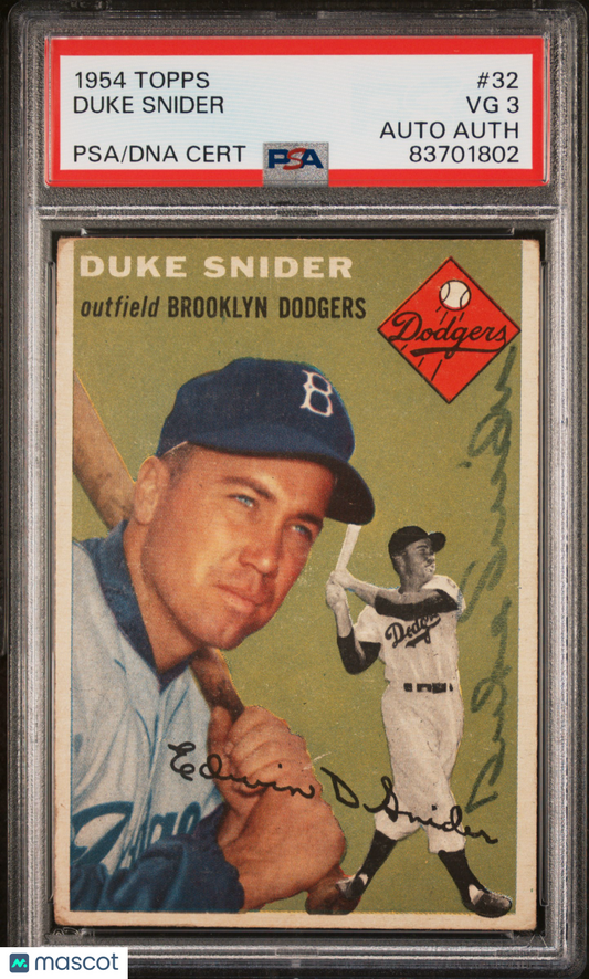 1954 Topps Duke Snider #32 PSA 3 Auto A