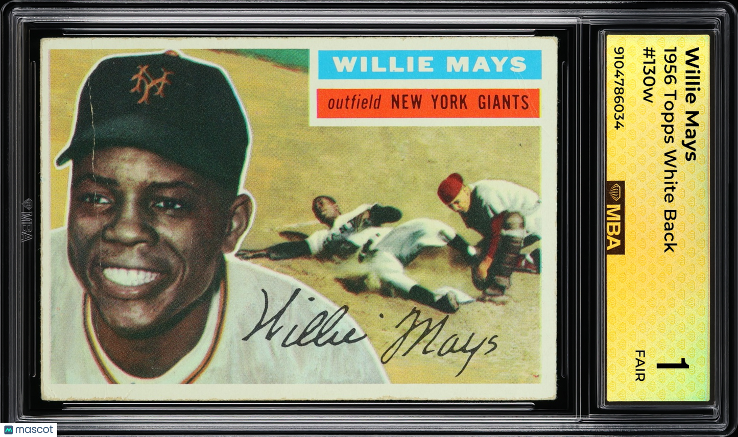 1956 Topps Willie Mays #130w White Back MBA 1