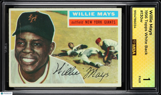 1956 Topps Willie Mays #130w White Back MBA 1