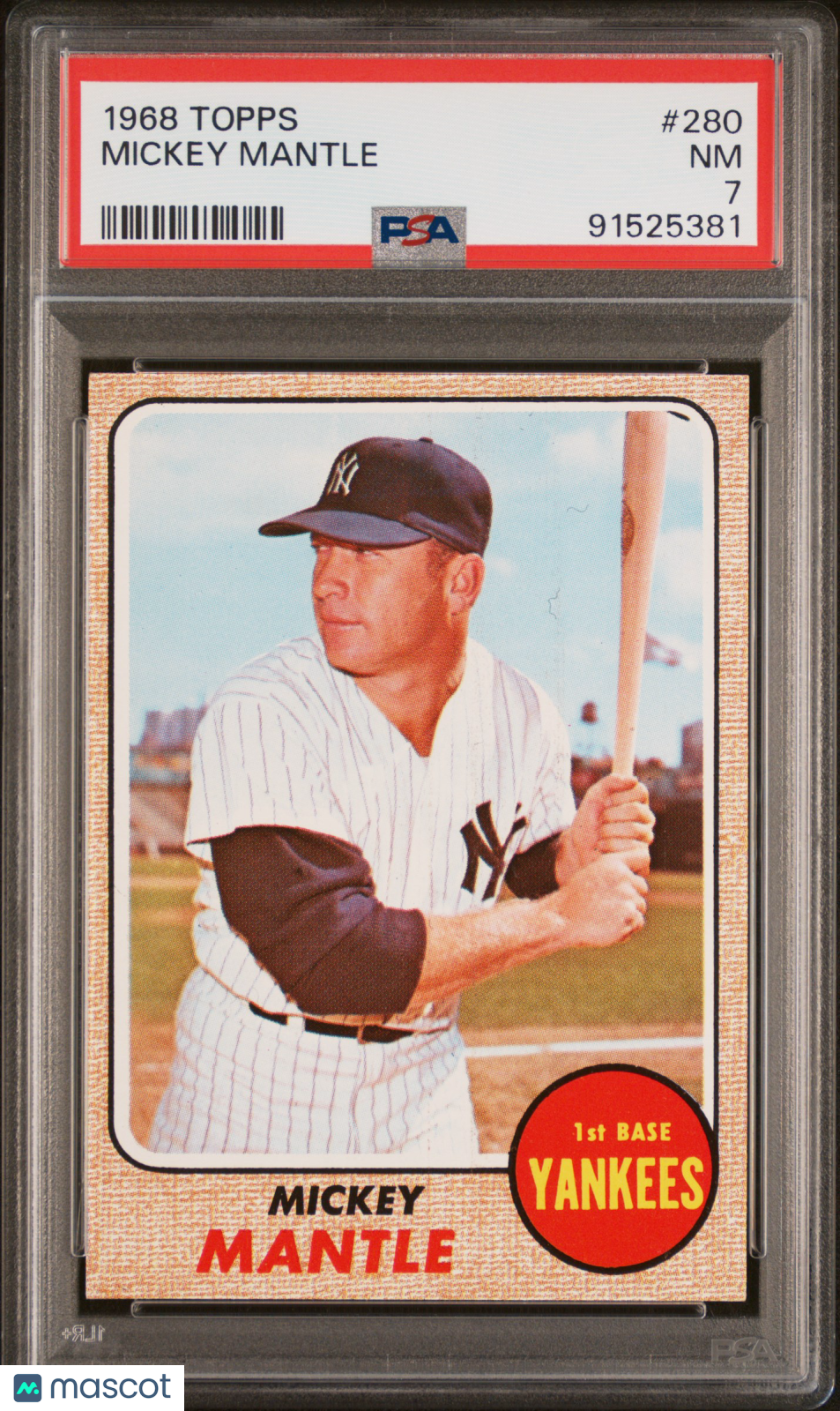 1968 Topps Mickey Mantle #280 PSA 7