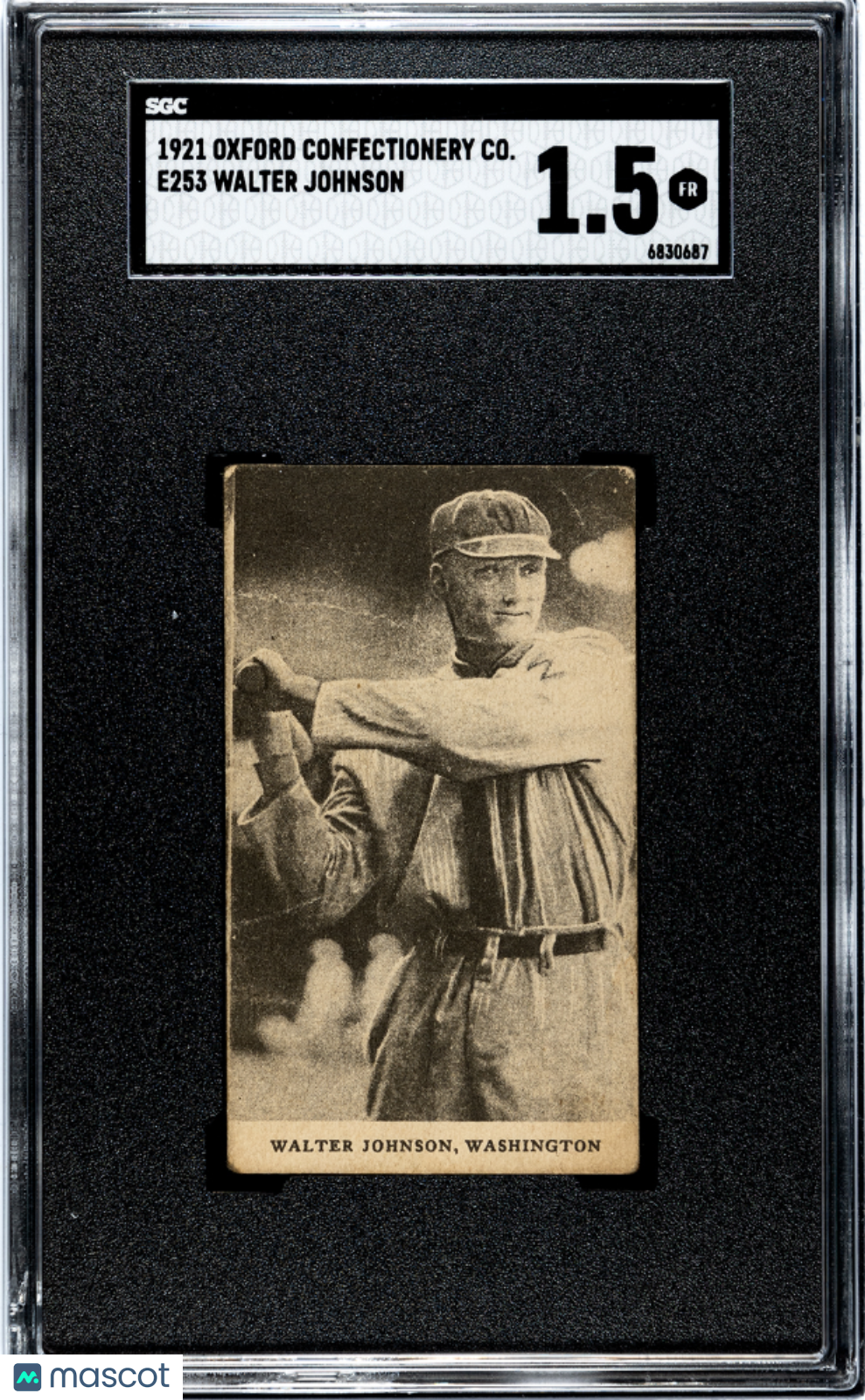 1921 Oxford Confectionery Co. (E253) Walter Johnson SGC 1.5