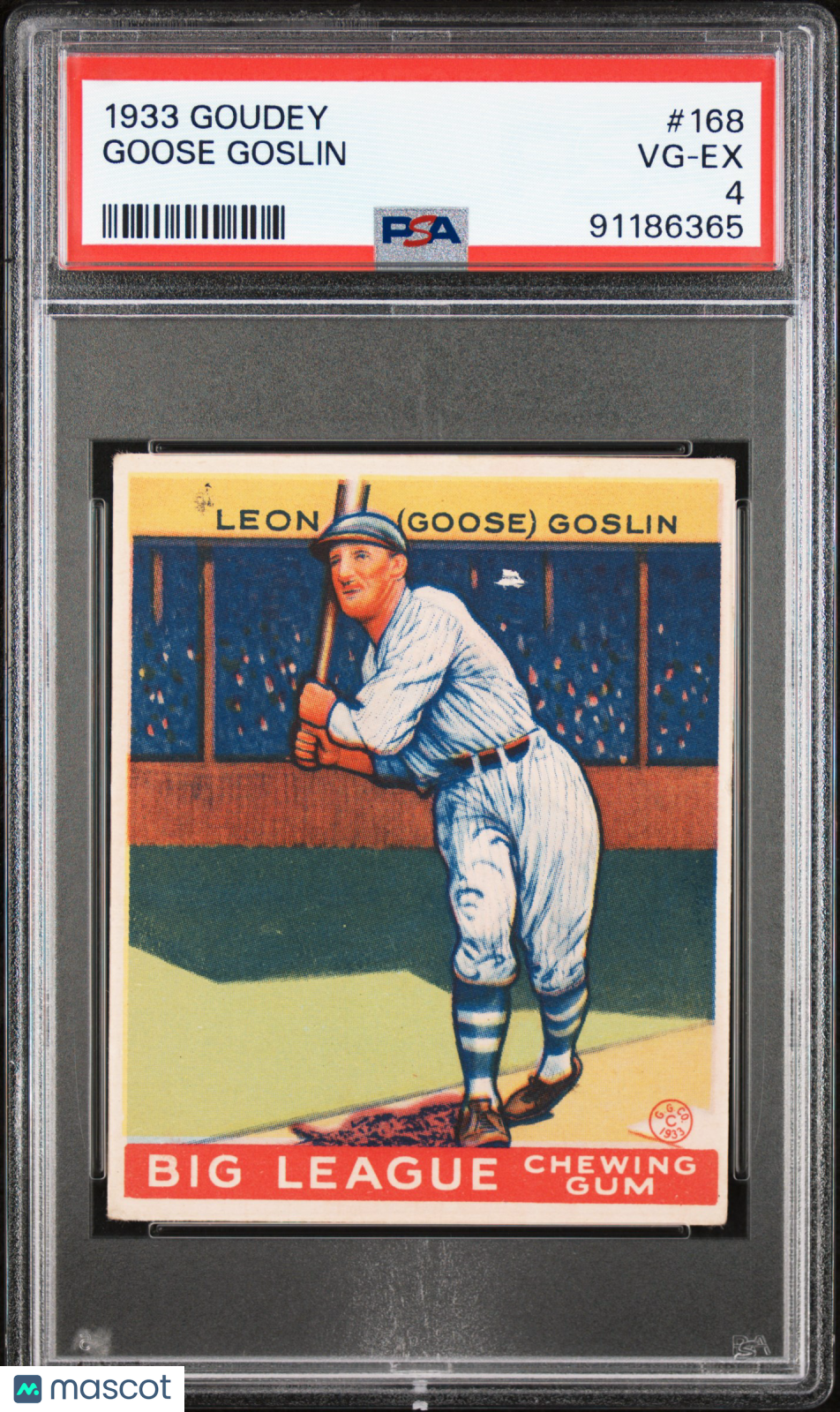 1933 Goudey Goose Goslin #168 PSA 4