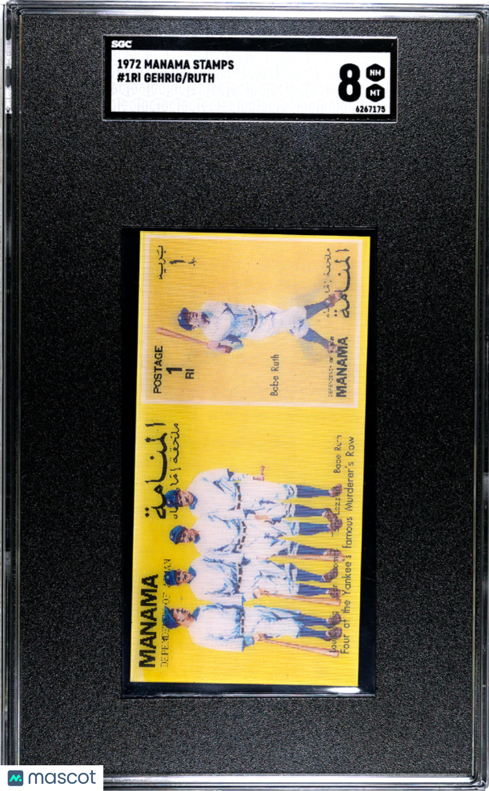1972 Manama Stamps Ruth Gehrig #1RI SGC 8