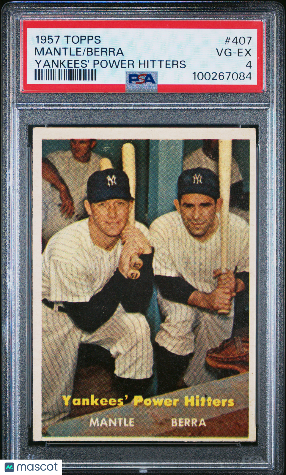 1957 Topps Berra Mantle #407 Yankees' Power Hitters PSA 4