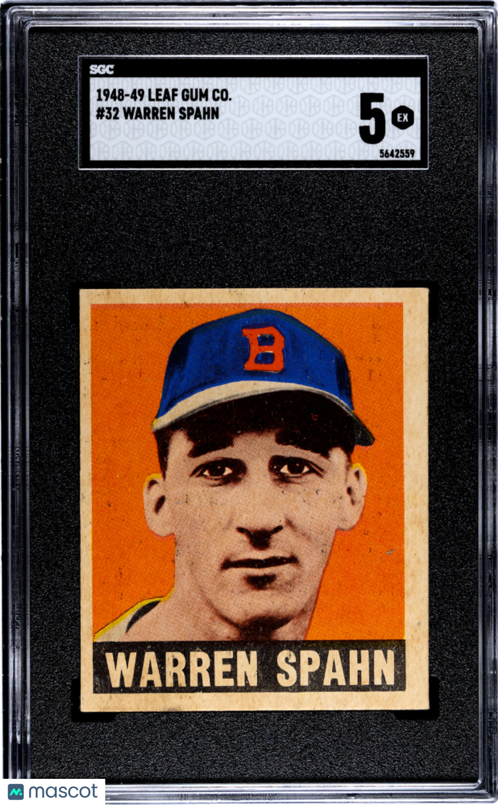 1948 Leaf Gum Co. Warren Spahn #32 SGC 5