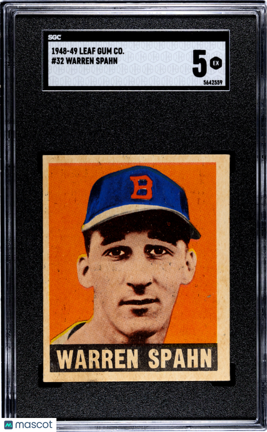1948 Leaf Gum Co. Warren Spahn #32 SGC 5