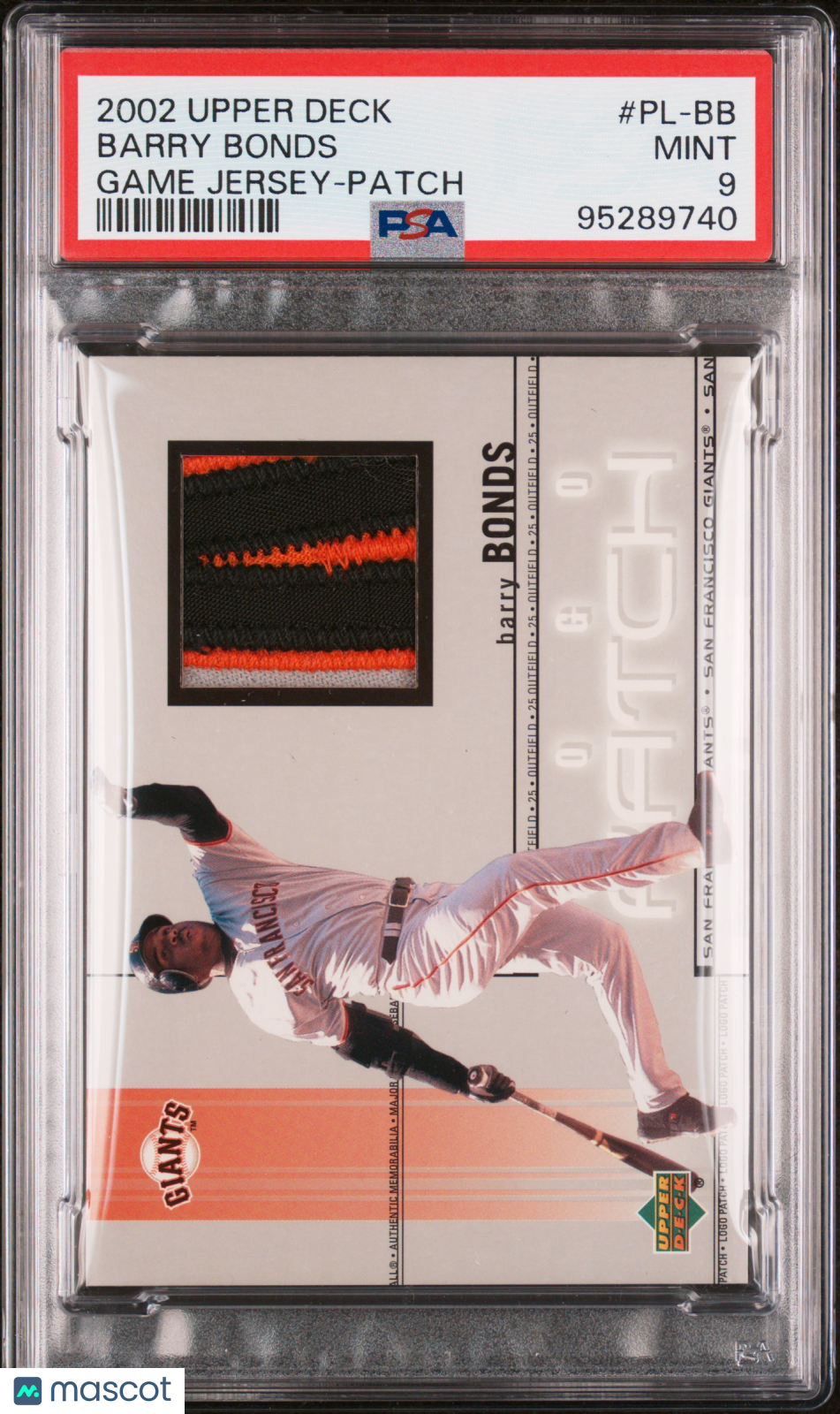 2002 Upper Deck Game Jersey Barry Bonds #PL-BB Patch PSA 9