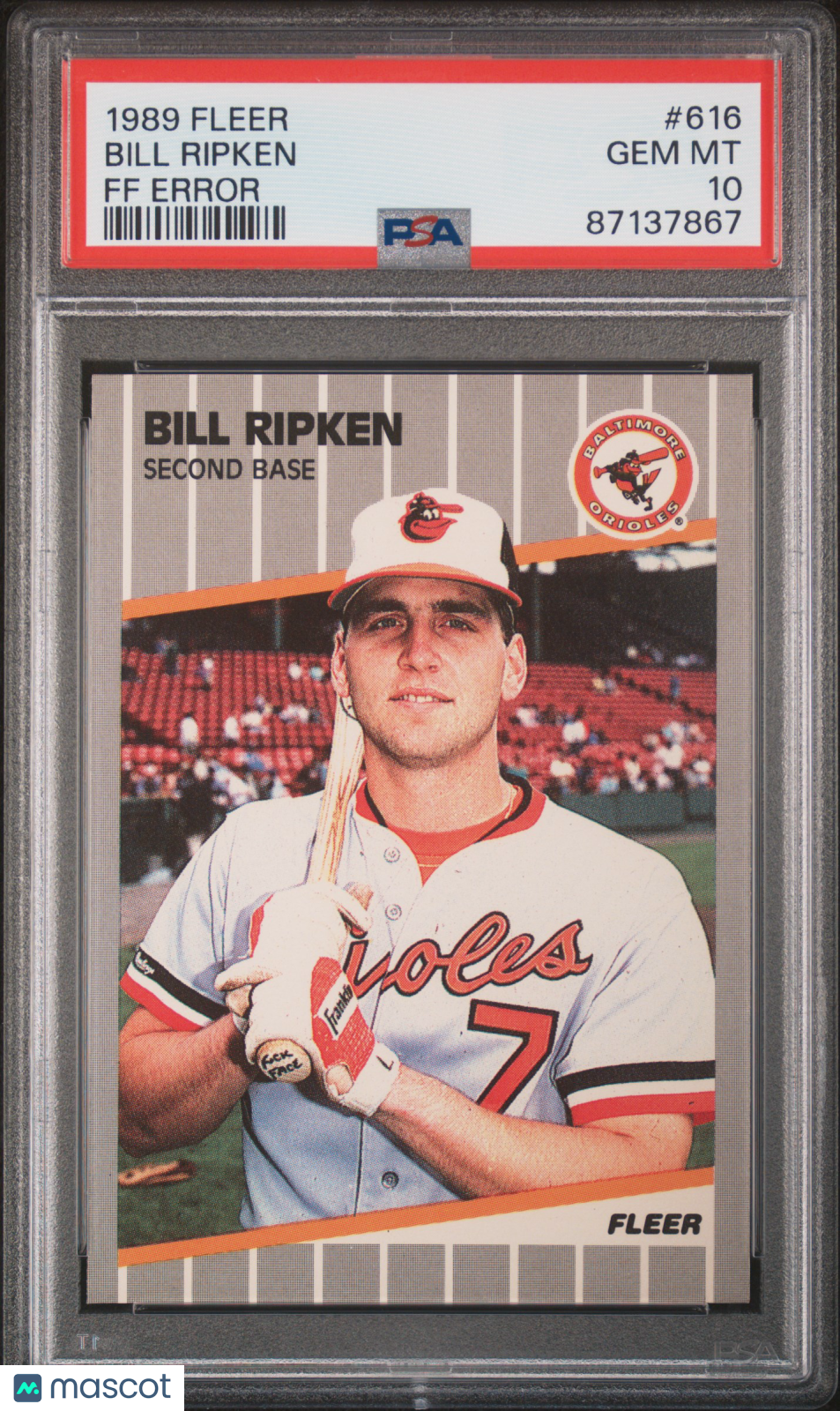1989 Fleer Bill Ripken #616 FF Error PSA 10