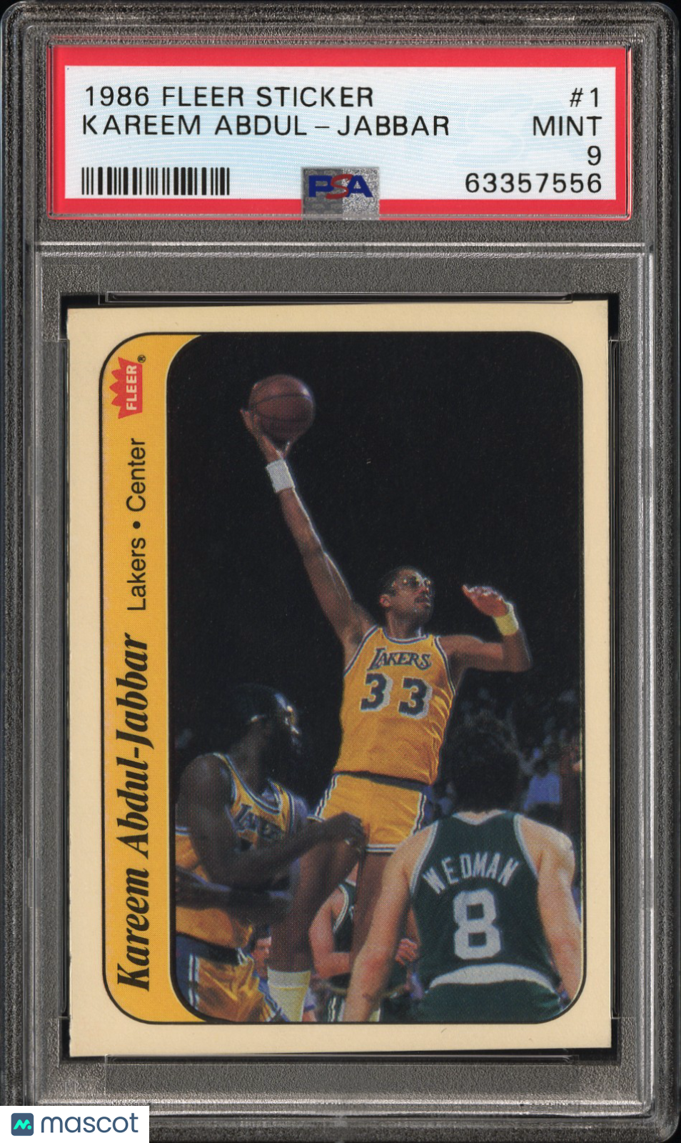 1986 Fleer Sticker K. Abdul-Jabbar #1 PSA 9