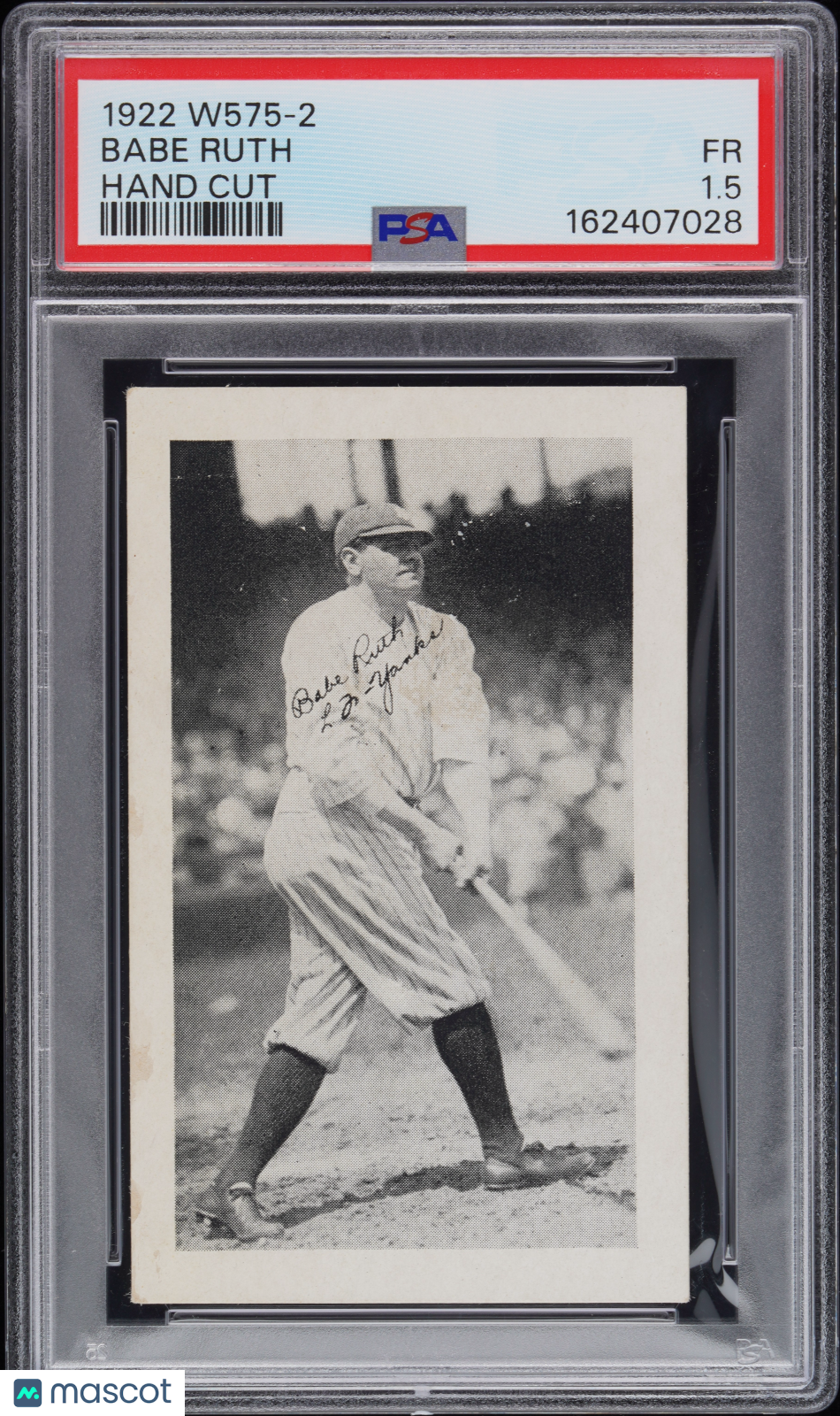 1922 W575-2 Babe Ruth Hand Cut PSA 1.5